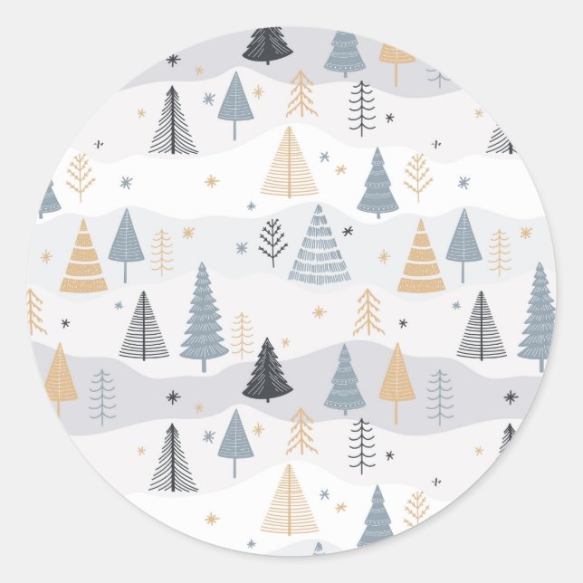 Winter Trees Classic Round Sticker (Front)
