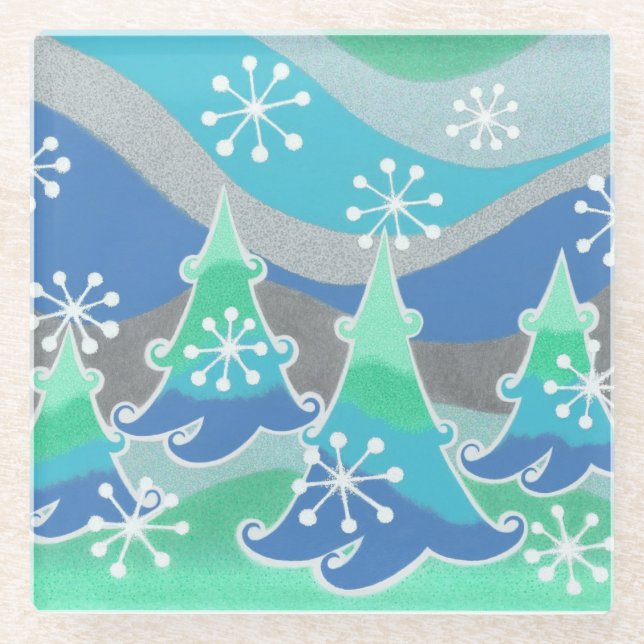 Winter Trees coaster glass (Front)