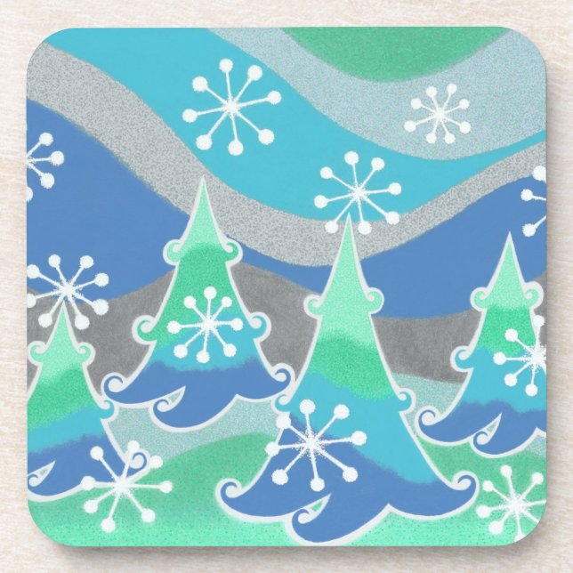Winter Trees coaster set plastic (Front)