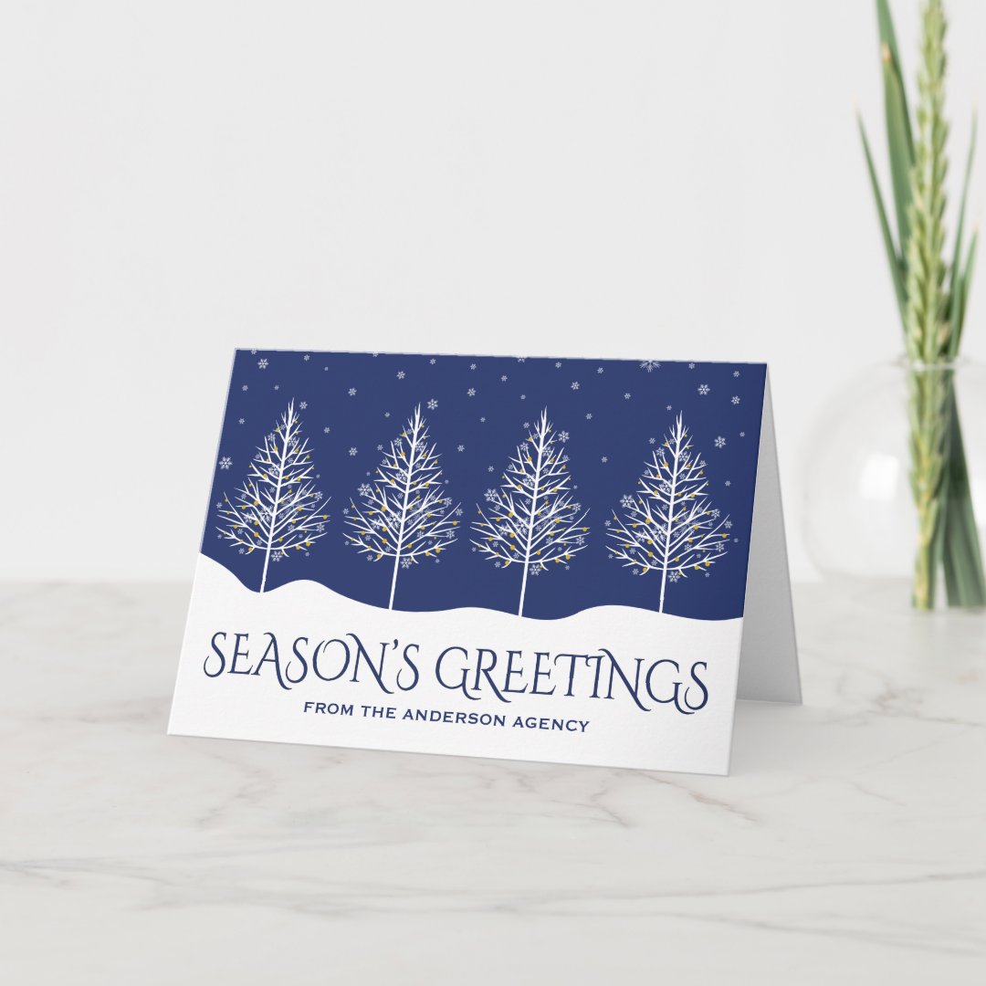 Winter Trees Corporate Business Holiday Greetings | Zazzle