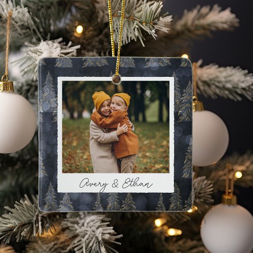 Winter Trees Double Sided Personalized Photo Ceramic Ornament