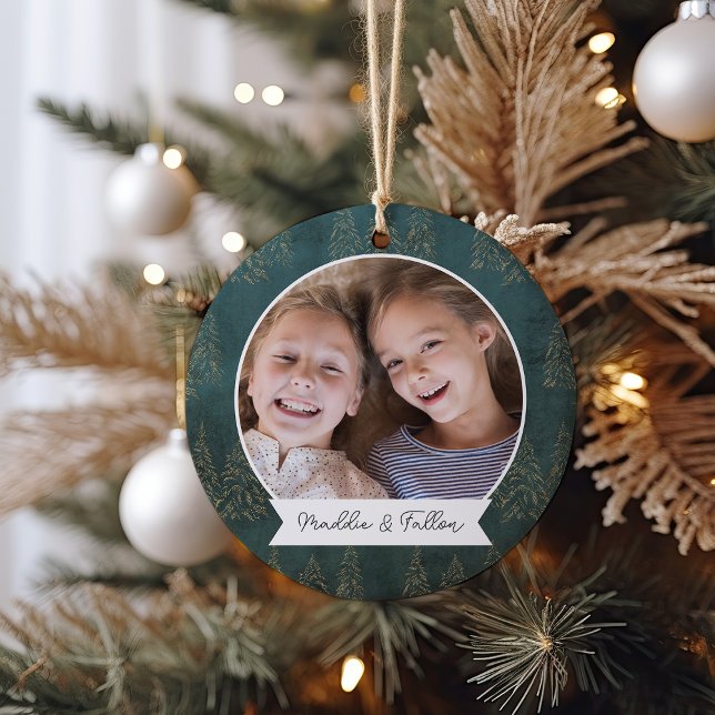 Winter Trees Double Sided Personalized Photo Ceramic Ornament (Creator Uploaded)