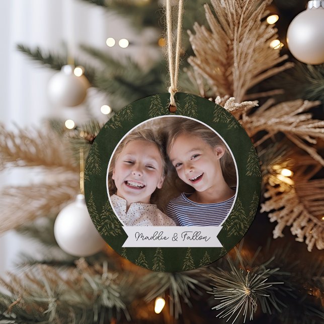 Winter Trees Double Sided Personalized Photo Ceramic Ornament (Creator Uploaded)