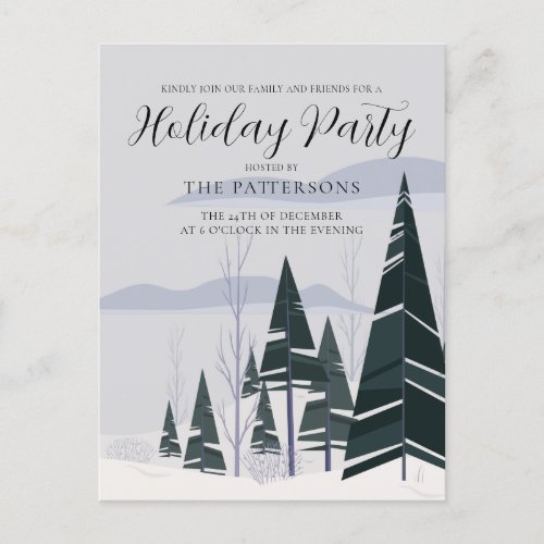 Winter Trees Elegant Green Forest Holiday Party Postcard