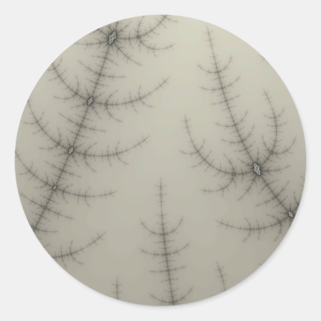 Winter Trees Fractal Classic Round Sticker (Front)