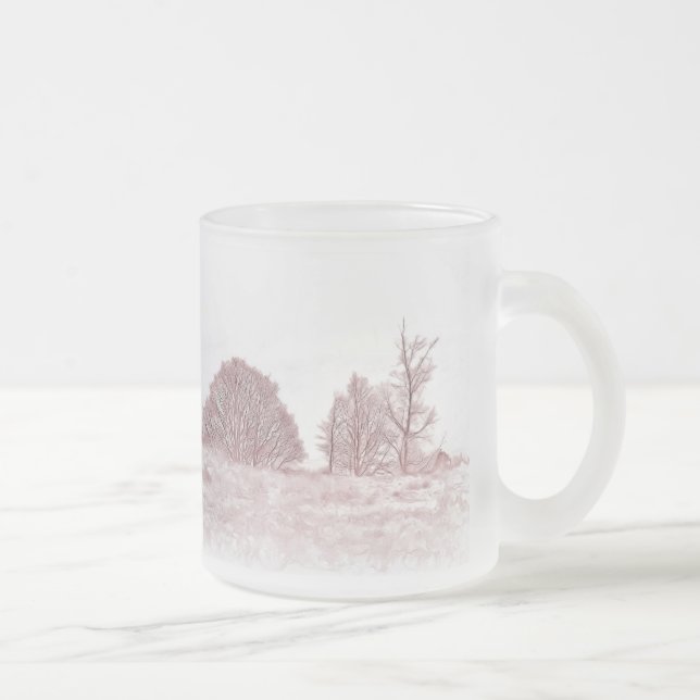 WINTER TREES FROSTED GLASS COFFEE MUG (Right)