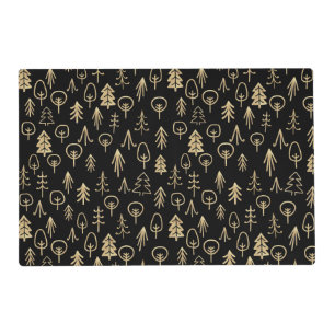 Winter Trees Gold Black Placemat