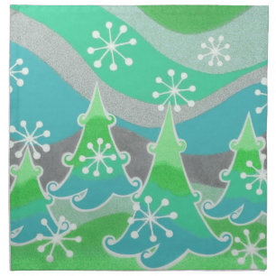 Winter Trees Green cloth napkins