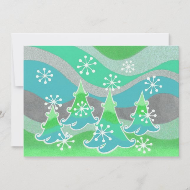 Winter Trees green invitation (Front)
