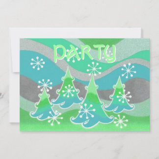Winter Trees green  'Party' invitation