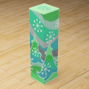 Winter Trees Green Text wine box