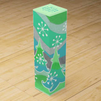 Winter Trees Green Text wine box