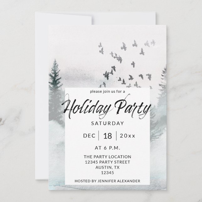 Winter Trees Holiday Party Invitation (Front)