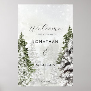 Winter trees holiday welcome wedding sign
