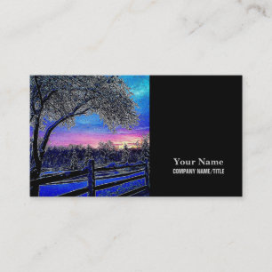 winter trees impressionism sunrise landscape business card