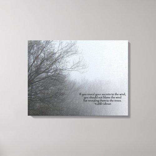 Winter Trees in Fog _ Khalil Gibran Quote Canvas Print