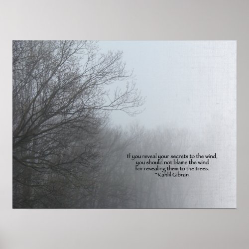 Winter Trees in Fog _ Khalil Gibran Quote Poster