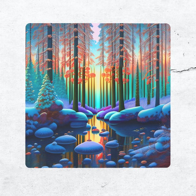 Winter Trees Landscape Illustration Metal Print (Creator Uploaded)