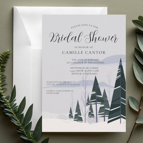 Winter Trees Modern Forest Holiday Bridal Shower Invitation