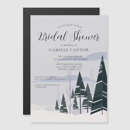Winter Trees Modern Forest Holiday Bridal Shower Magnetic Invitation