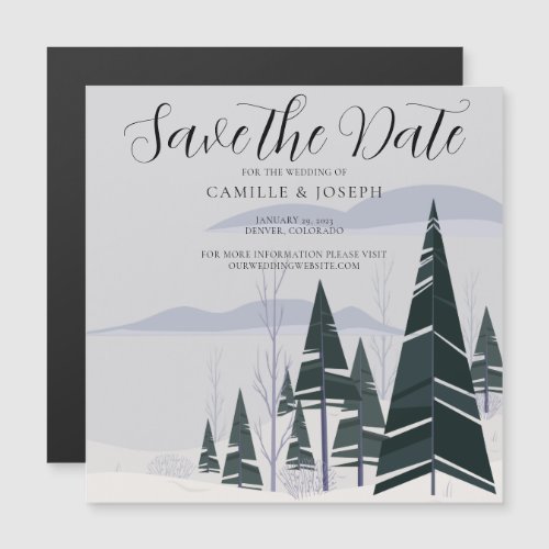 Winter Trees Modern Holiday Save the Date Magnet