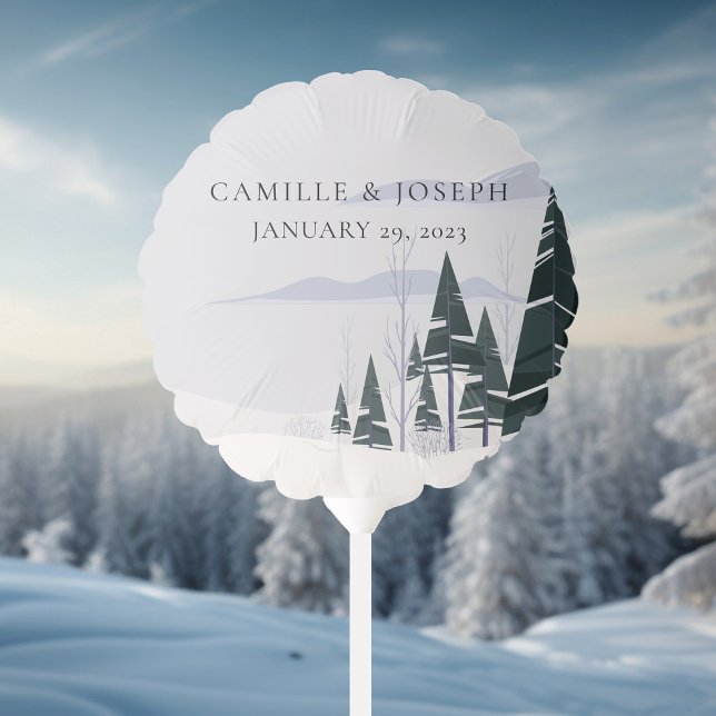 Winter Trees Modern Snow Forest Wedding Balloon (Creator Uploaded)