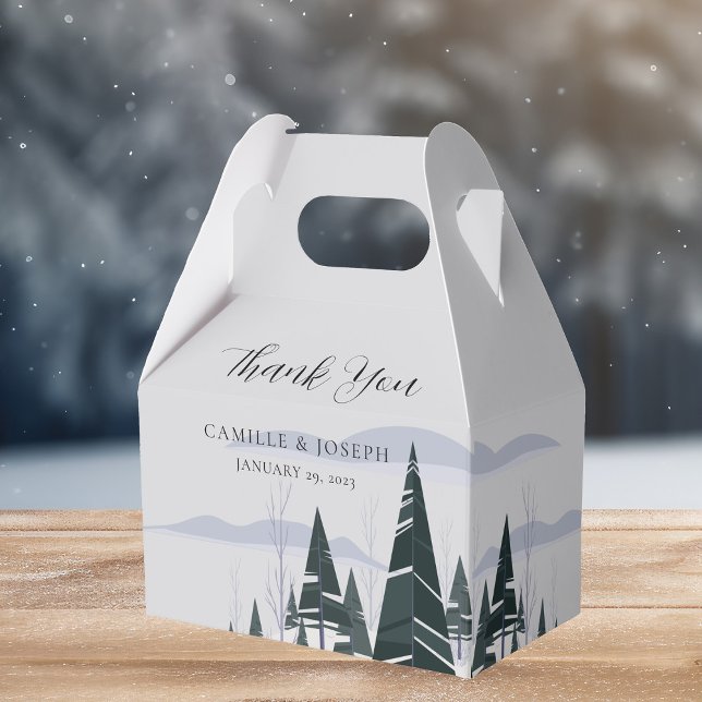 Winter Trees Modern Snow Forest Wedding Favor Boxes (Creator Uploaded)