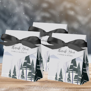 Winter Trees Modern Snowy Forest Holiday Party Favor Boxes