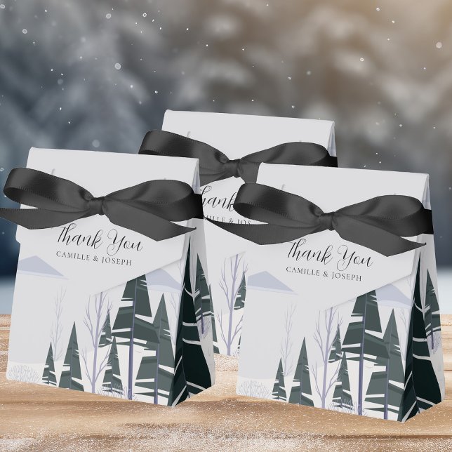 Winter Trees Modern Snowy Forest Holiday Party Favor Boxes (Creator Uploaded)