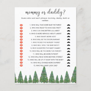 Winter trees mommy or daddy baby shower game