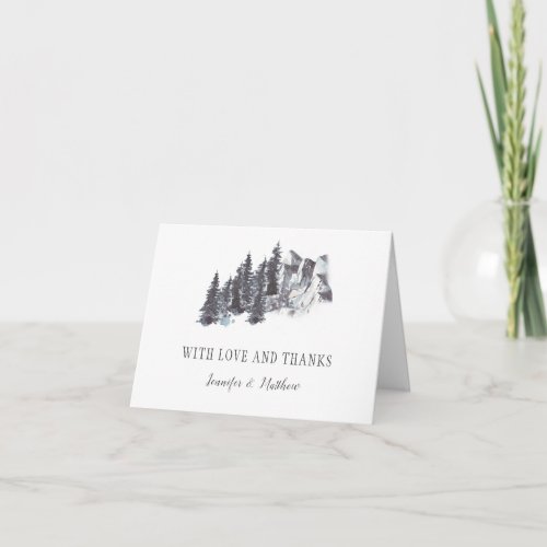 Winter Trees Mountains Folded Thank You Cards