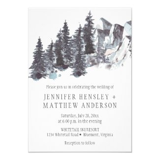 Winter Wedding Invitations - Winter Trees Mountains Snow Wedding Invitations