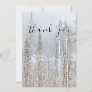 Winter Trees On Blue Whimsical Flat Thank You Card