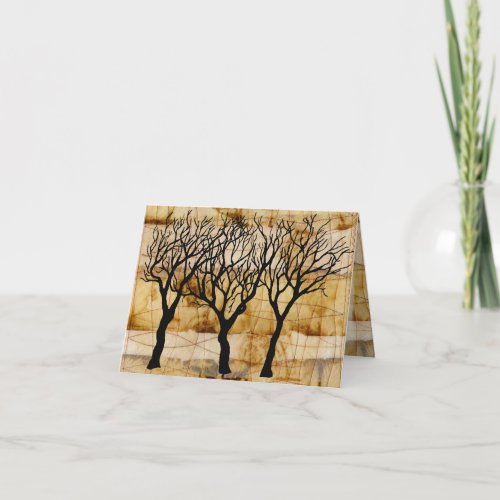 Winter Trees on Tea Bag Background Card