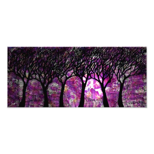 Winter Trees over alcohol ink Background Photo Print
