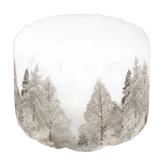Winter Trees Pouf Ottoman Winter Forest Pillow