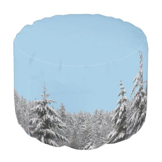 Winter Trees Pouf Ottoman Winter Forest Pillow