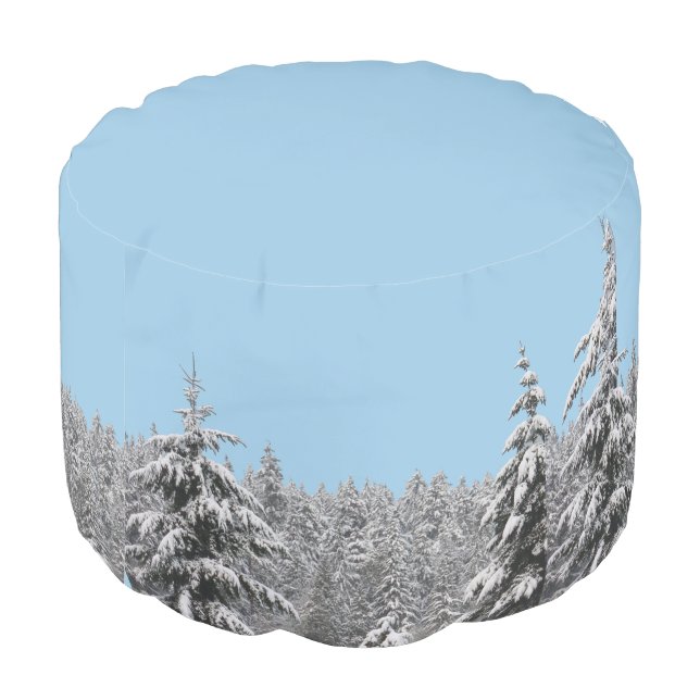 Winter Trees Pouf Ottoman Winter Forest Pillow (Angled Back)