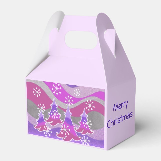 Winter Trees Purple favor Merry Christmas box (Front Side)