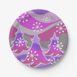 Winter Trees Purple paper plates