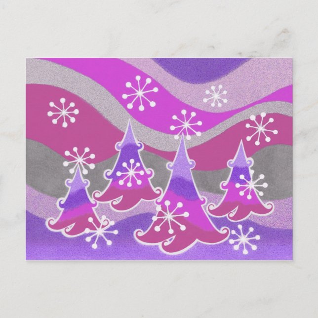 Winter Trees purple postcard (Front)