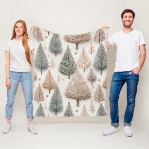 Winter Trees - Rustic Holiday Forest (1) Fleece Blanket