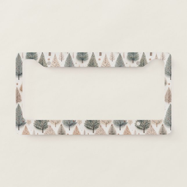Winter Trees - Rustic Holiday Forest (1) License Plate Frame (Front)