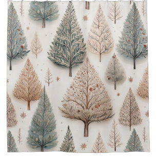 Winter Trees - Rustic Holiday Forest (1) Shower Curtain