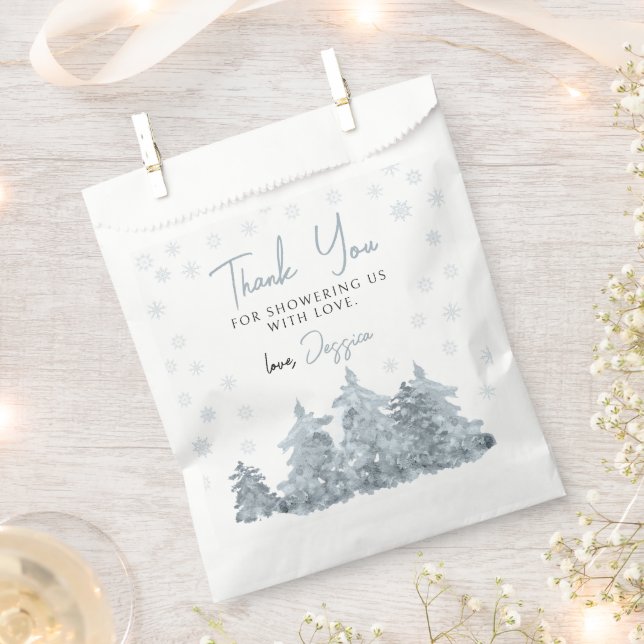 Winter trees snow baby shower thank you favor bags (Clipped)