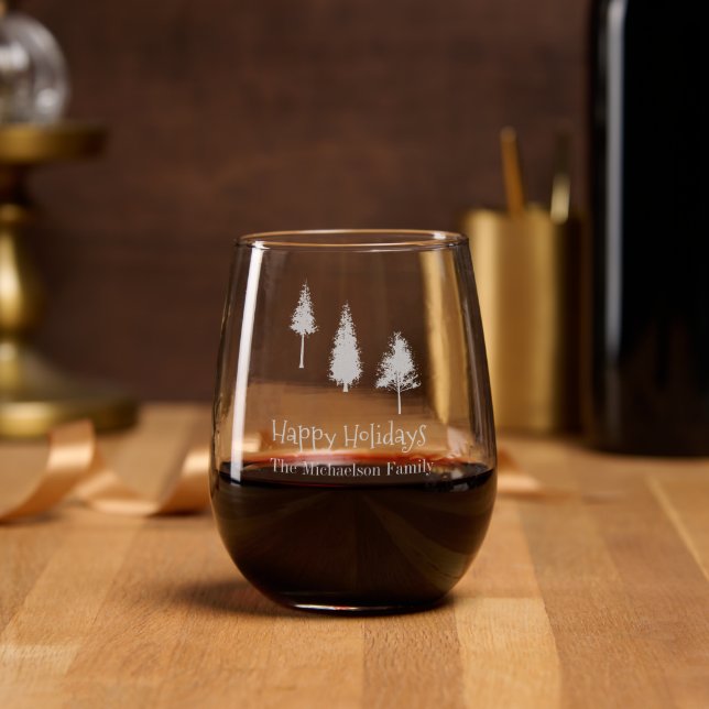 Winter Trees Stemless Wine Glass (Party)