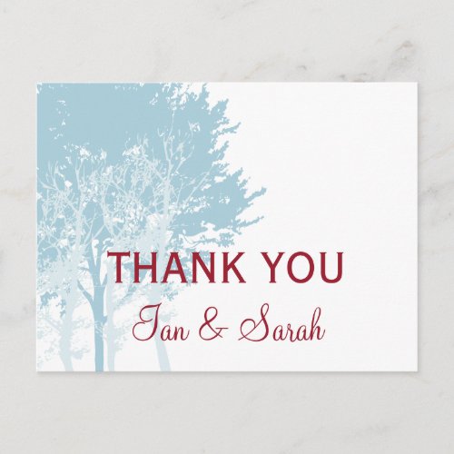 Winter Trees Thank You Wedding Postcard