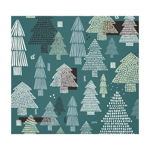 Winter trees vintage Christmas pattern Canvas Print