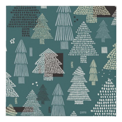 Winter trees vintage Christmas pattern Faux Canvas Print