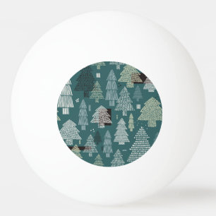 Winter trees, vintage Christmas pattern. Ping Pong Ball